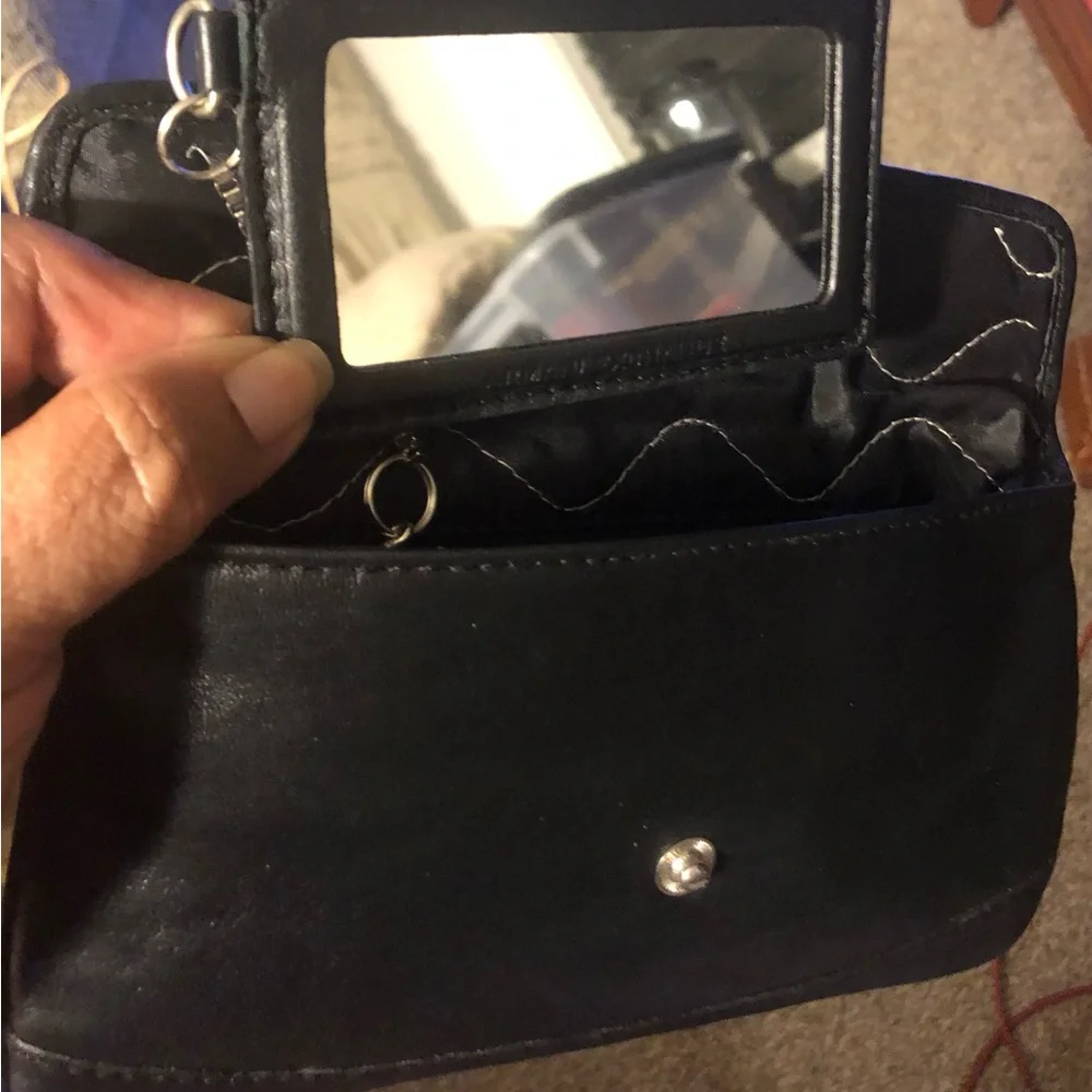 Armani Exchange Women’s Leather Wristlet Cosmetic Makeup Mirror Bag